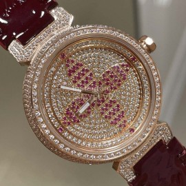 Louis Vuitton Luminous Pointer 316l Fine Steel Case Watch Wine Red