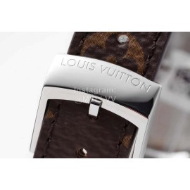 Louis Vuitton Tambour Slim Series Ecco Leather Strap Watch Brown