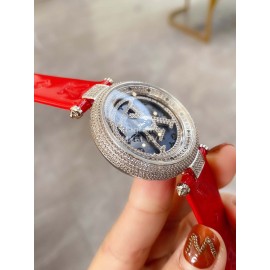 Louis Vuitton 316l Fine Steel Case Diamond Dial Watch For Women Red