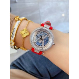 Louis Vuitton 316l Fine Steel Case Diamond Dial Watch For Women Red