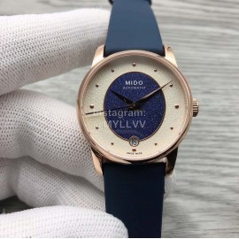Mido Sapphire Crystal Leather Strap Watch For Women Navy