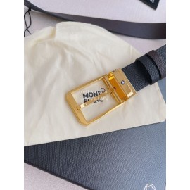 Montblanc Black Litchi Grain Cowhide Gold Pin Buckle 35mm Belt