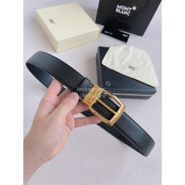 Montblanc Calf Leather Gold Pin Buckle 35mm Black Belt 