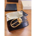 Montblanc Black Calf Leather Gold Pure Copper Pin Buckle 30mm Belt