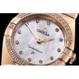 Omega G Factory Diamond 25mm White Dial Quartz Watch For Women