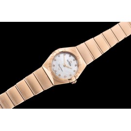Omega G Factory 25mm White Dial Quartz Watch For Women Rose Gold