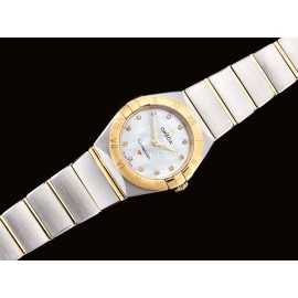 Omega G Factory 25mm White Dial Silver Quartz Watch For Women
