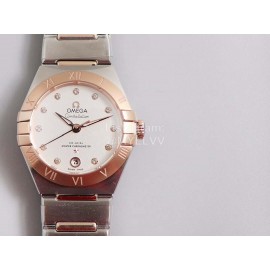 Omega 29mm Dial Steel Strap Watch Rose Gold