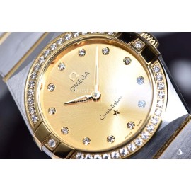 Omega 28mm Dial Steel Strap Diamond Watch
