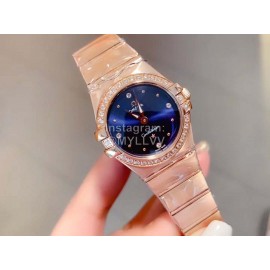 Omega 27mm Diamond Dial Quartz Watch For Women
