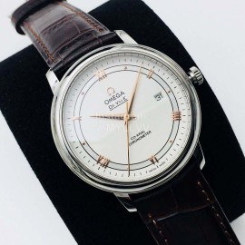 Omega New Leather Strap 316l Steel Case Watch