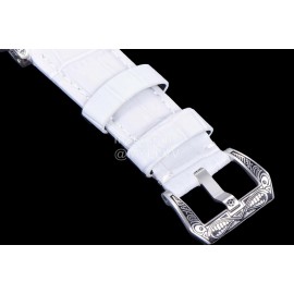 Panerai 316l Refined Steel Case Leather Strap Watch White