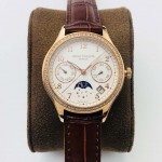 Patek Philippe 35mm Dial Leather Strap Multifunctional Watch Wine Red