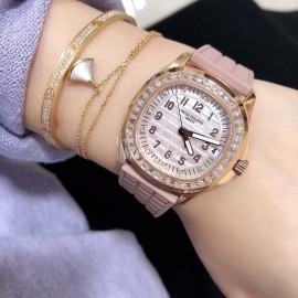 Patek Philippe Aquanaut Diamond Rubber Strap Watch For Women
