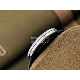 Piaget An Factory Diamond Case Leather Strap Watch Black