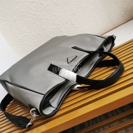 Prada New Large Nylon Leather Tote Bag Shopping Bag For Men Gray 2vg064