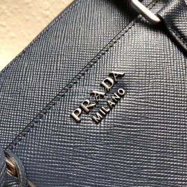 Prada New Cross Grain Leather Exquisite Portable Briefcase For Men Blue 2ve363