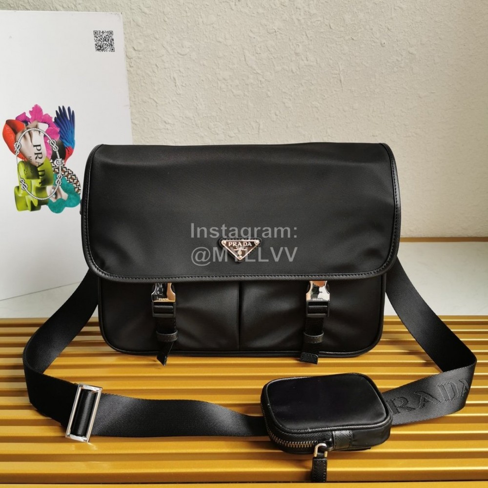 Prada Classic Nylon Flap Fashion Postman Bag For Men Black 2vd768