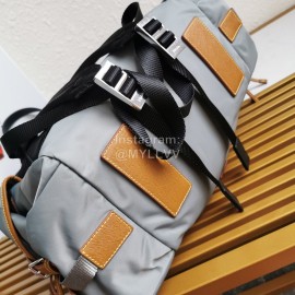 Prada New Leather Fabric Color Contrast Fashion Large Backpack For Men Gray 2vz074