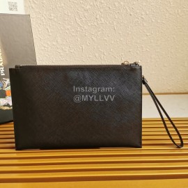 Prada Black Exquisite Printing Leather Fashion Handbag For Men 2nh005