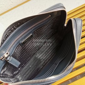 Prada Cross Grain Cowhide Exquisite Handbag For Men Blue 2vf017