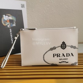 Prada Cross Grain Cowhide Simple New Handbag For Men White 2ng005