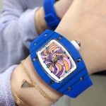 Richard Mille Bon Bon Series Fashion Rubber Strap Watch Blue