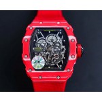 Richard Mille Carbon Fiber Case Red Nylon Strap Watch