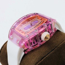 Richard Mille New Diamond Dial White Rubber Strap Watch