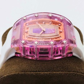 Richard Mille New Diamond Dial White Rubber Strap Watch