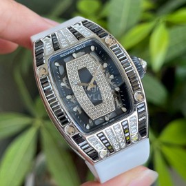 Richard Mille Fashion Diamond Dial Rubber Strap Watch White