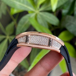 Richard Mille New Diamond Dial Rubber Strap Watch Black