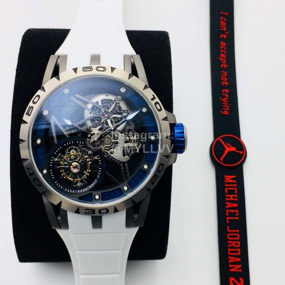 Roger Dubuis Bbr Factory Luminous Scale White Rubber Strap Watch