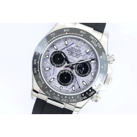 Rolex 904l Steel 40mm Dial Black Strap Luminous Watch