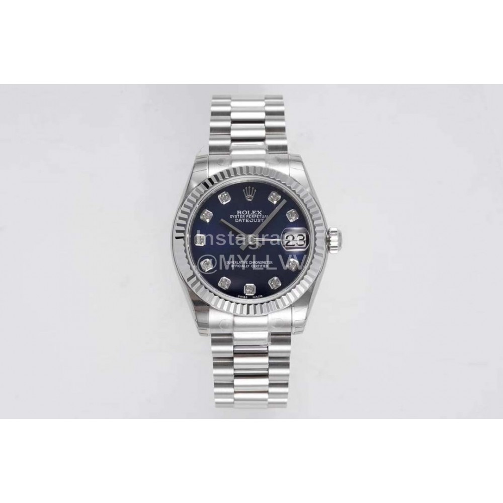 Rolex 31mm Navy Dial Steel Strap Sapphire Crystal Watch