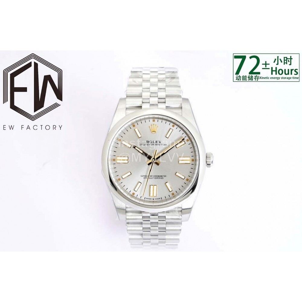 Rolex 41mm Silver Dial Steel Strap Luminous Watch