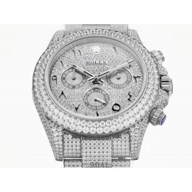 Rolex 904l Steel Diamond Dial Watch Silver