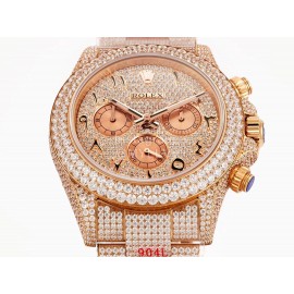 Rolex 904l Steel Diamond Dial Watch Rose Gold