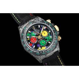 Rolex Black Soft Woven Strap Multifunctional Watch 
