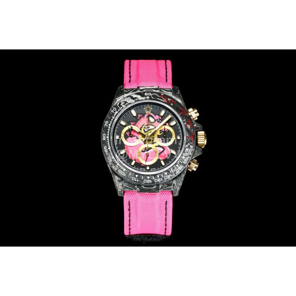 Rolex Woven Strap Multifunctional Watch Pink