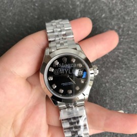 Rolex Datejust 28mm Black Dial Steel Strap Watch For Women