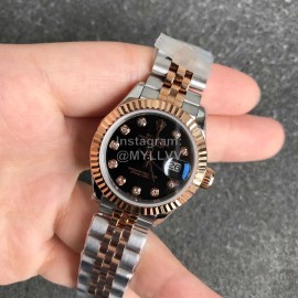 Rolex Datejust 28mm Black Dial Steel Strap Watch 
