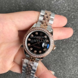 Rolex Datejust 28mm Dial Steel Strap Diamond Watch Black 