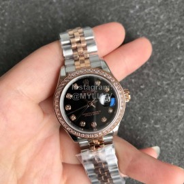 Rolex Datejust 28mm Dial Steel Strap Diamond Watch Black 