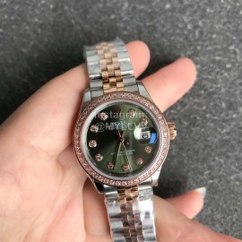 Rolex Datejust 28mm Dial Steel Strap Diamond Watch Green 