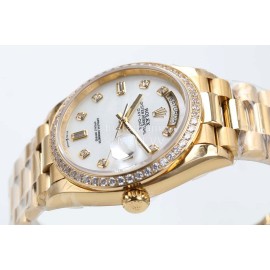 Rolex 36mm White Dial Steel Strap Diamond Watch
