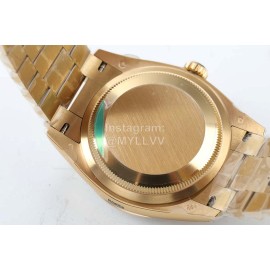Rolex 36mm Gold Dial Steel Strap Diamond Watch