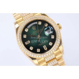 Rolex New Steel Strap 36mm Green Dial Diamond Watch