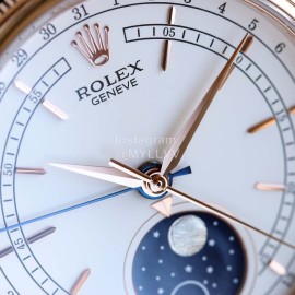 Rolex Black Leather Strap Lunar Phase Watch