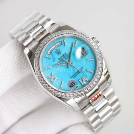 Rolex 36mm Dial Week Calendar Watch Silver
